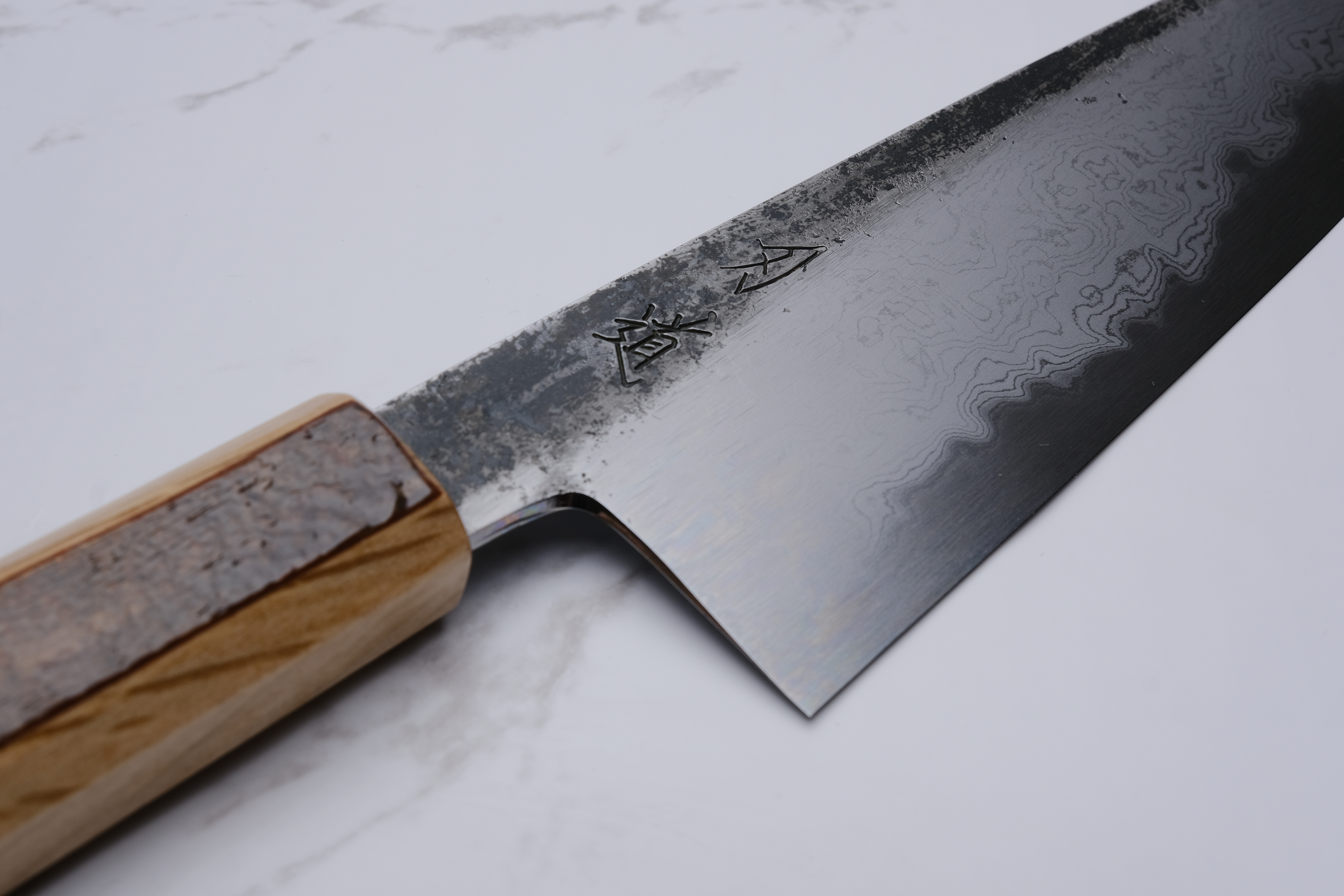 HADO Sumi 180 mm Bunka Blue #1 Damascus