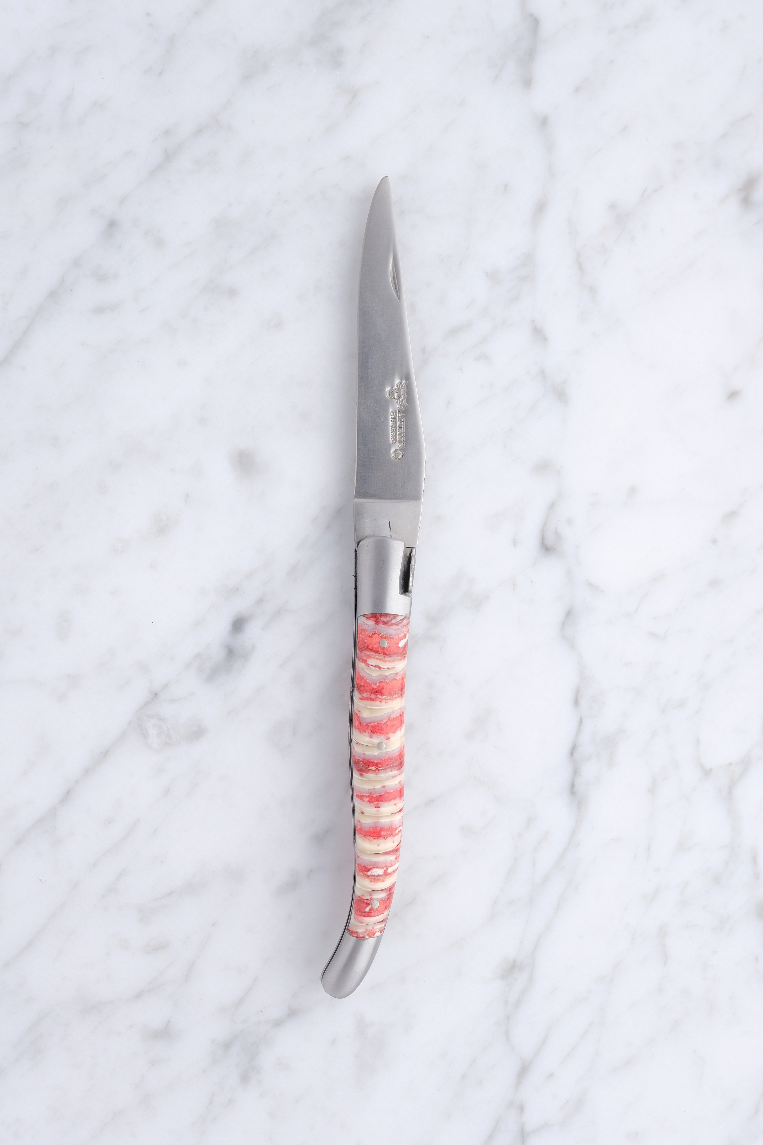 Laguiole Folding knife 12cm. - Stabilized Mammoth molar Red
