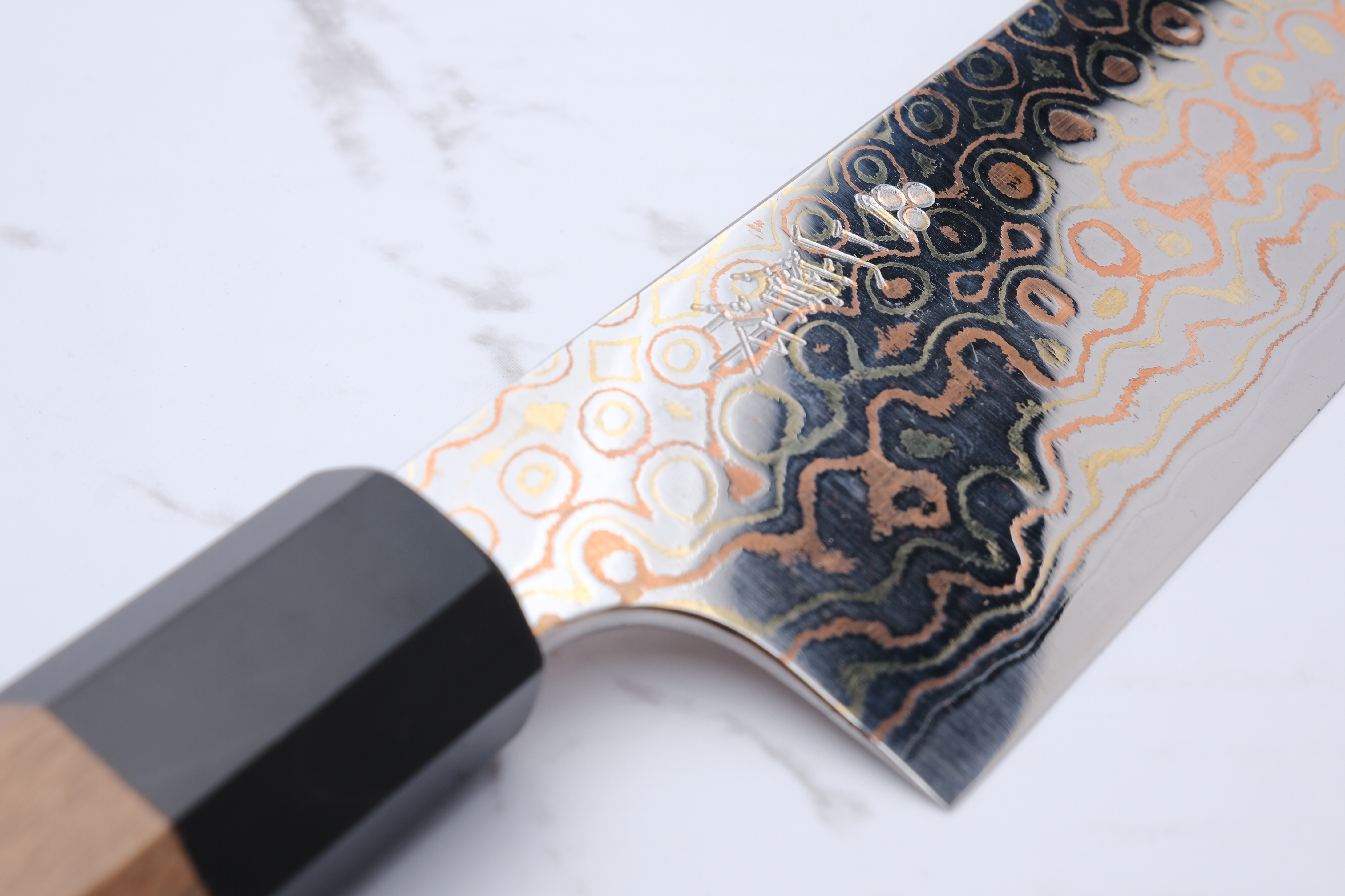 Nigara Hamono 240mm Gyoto Blue #2 Rainbow damask