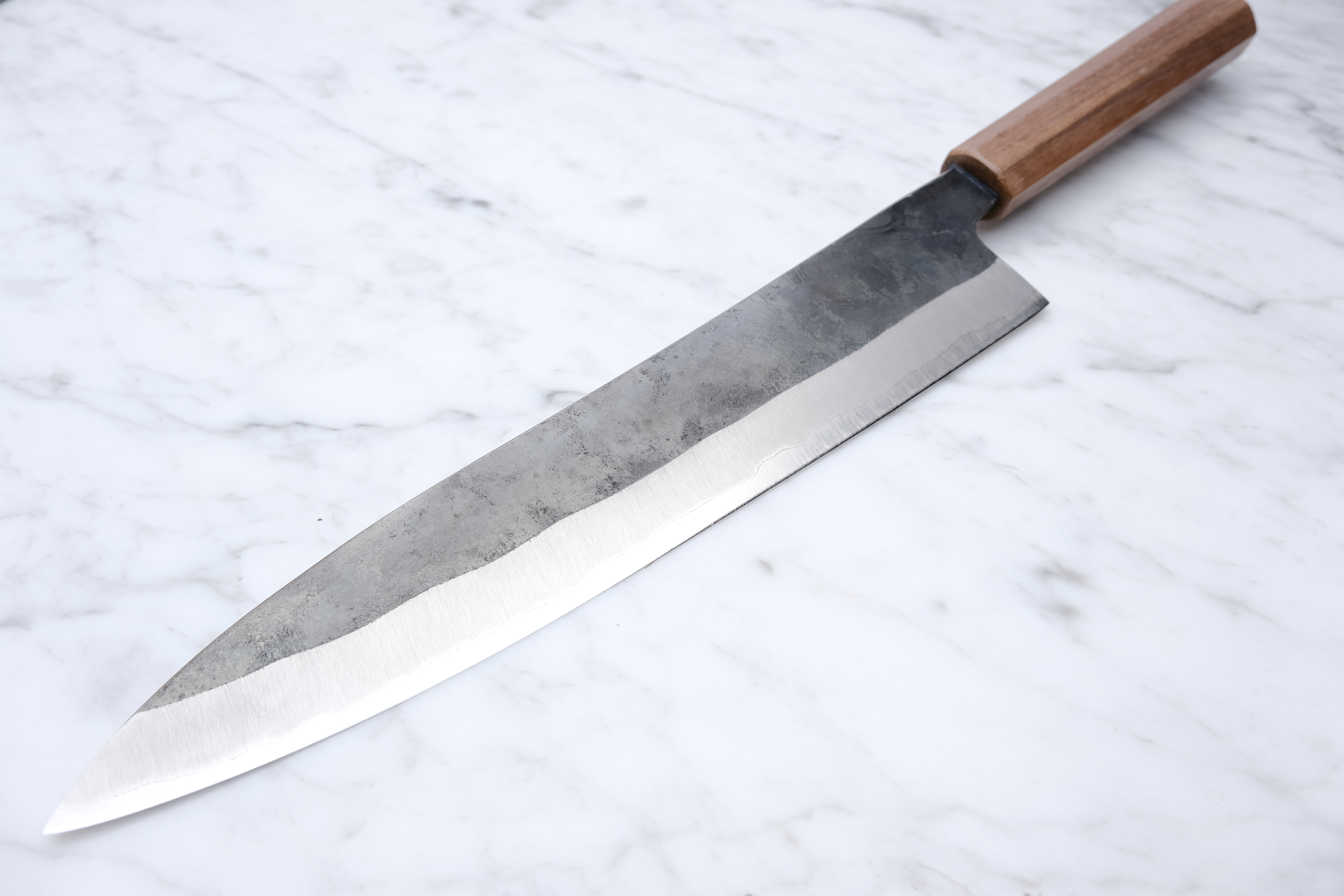 Foodgear Hamono 240 mm Gyuto - Blue 2 Stainless Clad - Walnut handle