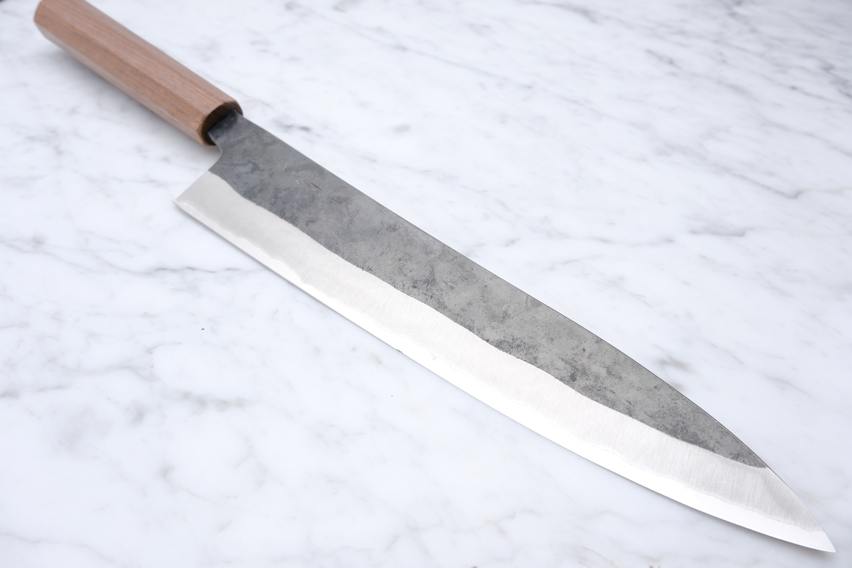 Foodgear Hamono 240 mm Gyuto - Blue 2 Stainless Clad - Walnut handle
