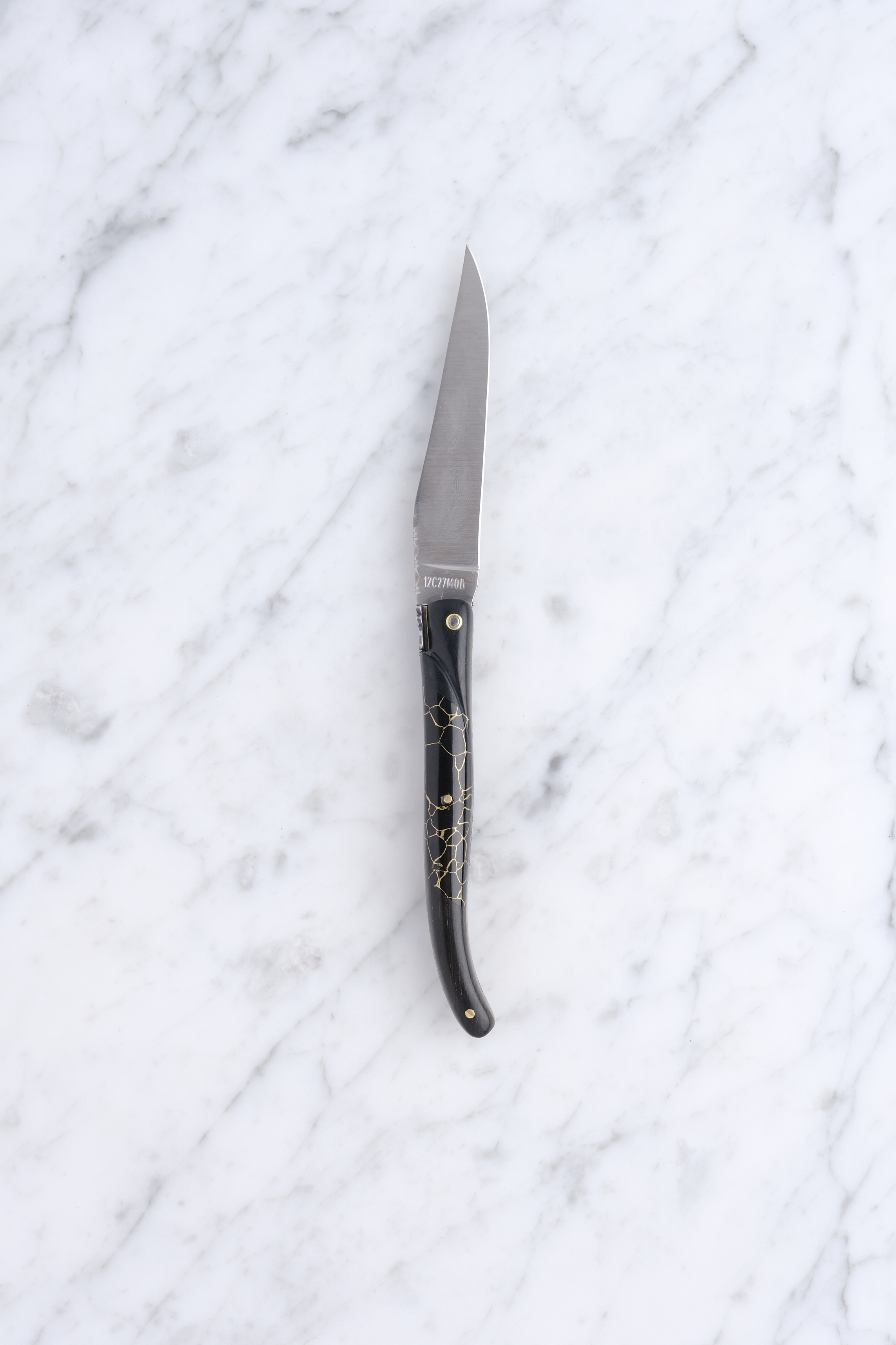 Laguiole Foldekniv 12cm. - Ibenholt M. Guld Indlæg