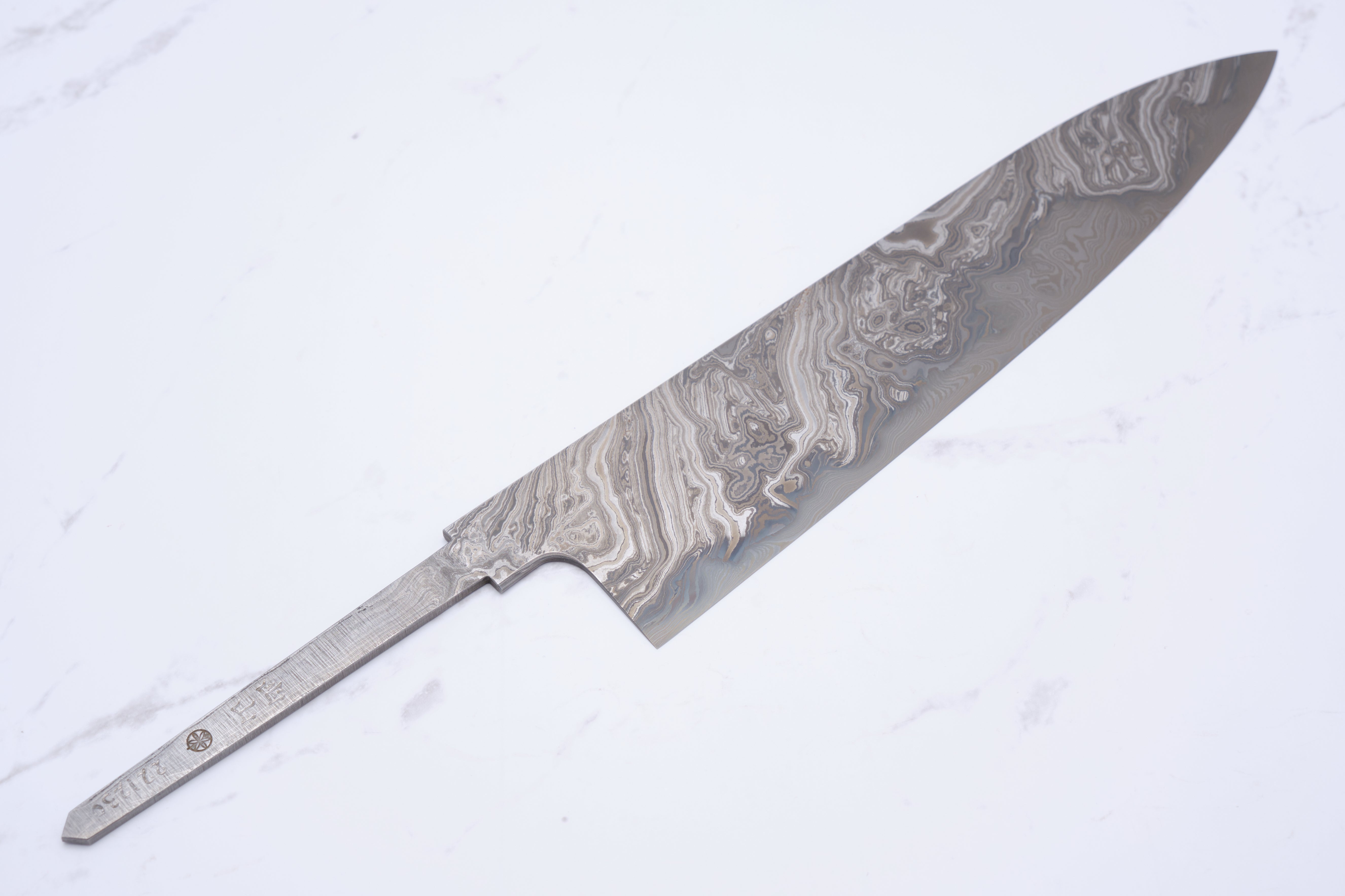 Shoichi Hashimoto x Myojin 'Yuuzan' Twist Damaskus Blau #2 + Weiß #2 240mm Gyuto