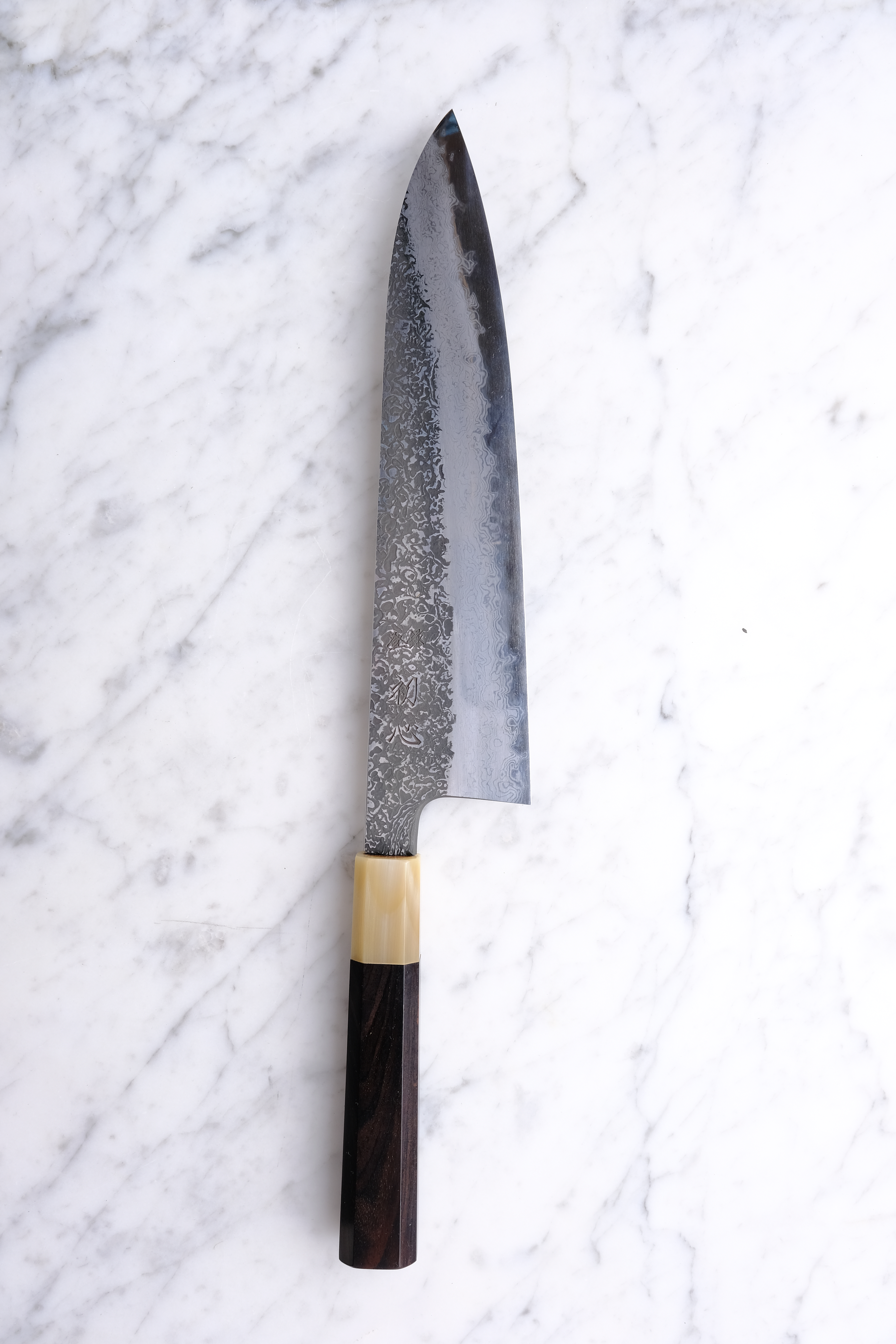 Masuda Yoshihide Damascus Kurozome 210mm Gyuto - Aogami 1 - Ibenholt