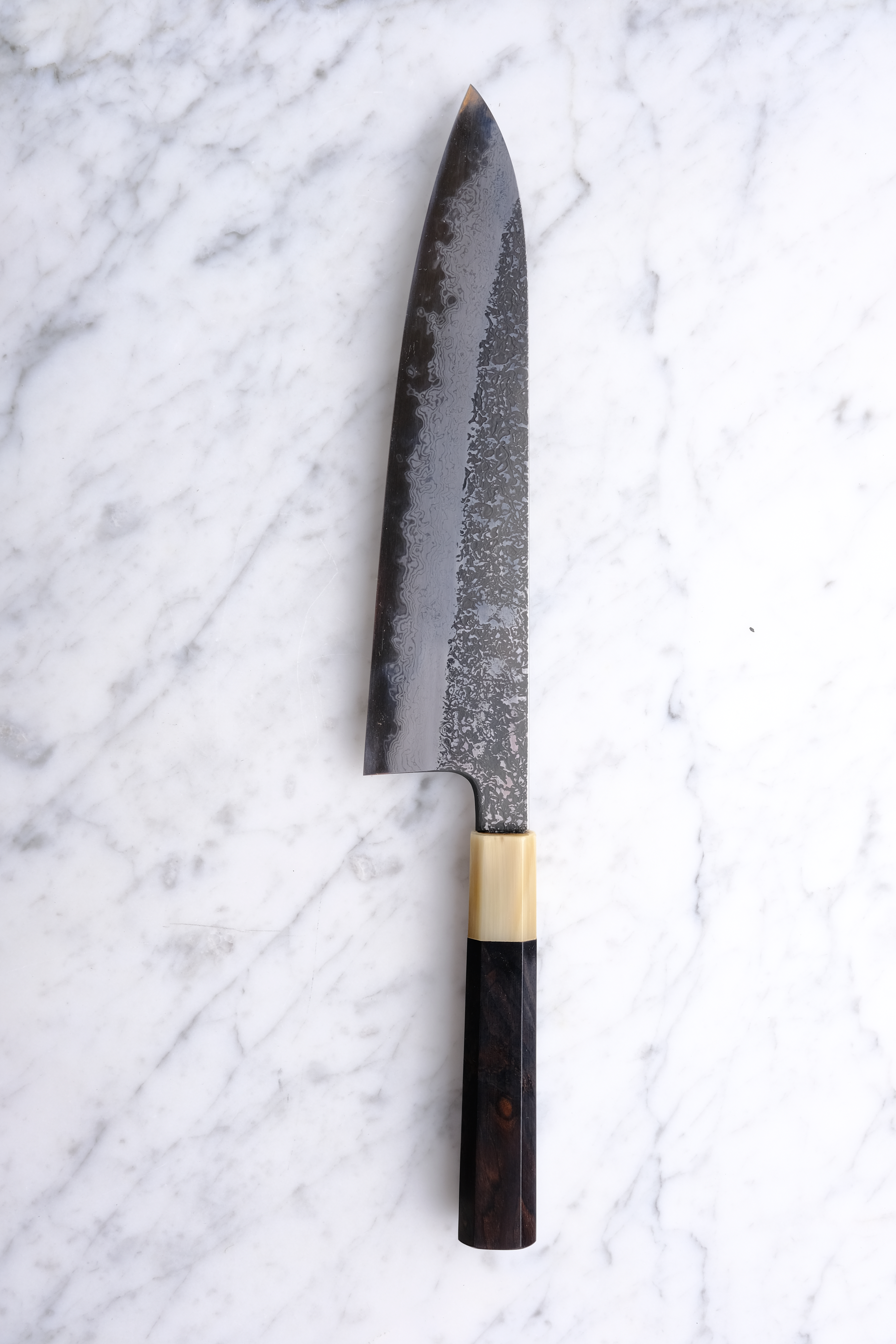 Masuda Yoshihide Damascus Kurozome 210mm Gyuto - Aogami 1 - Ibenholt