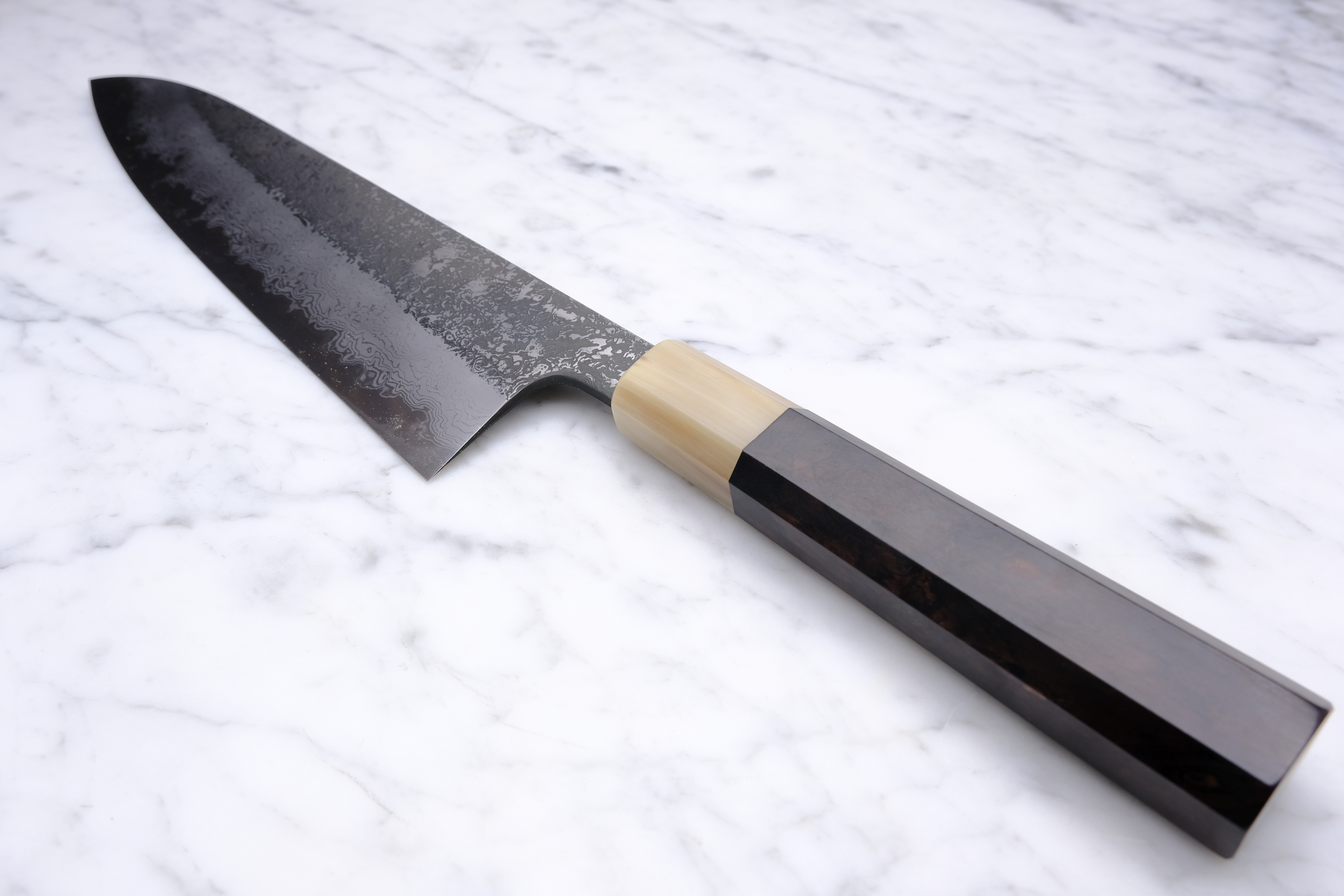 Masuda Yoshihide Damascus Kurozome 210mm Gyuto - Aogami 1 - Ibenholt