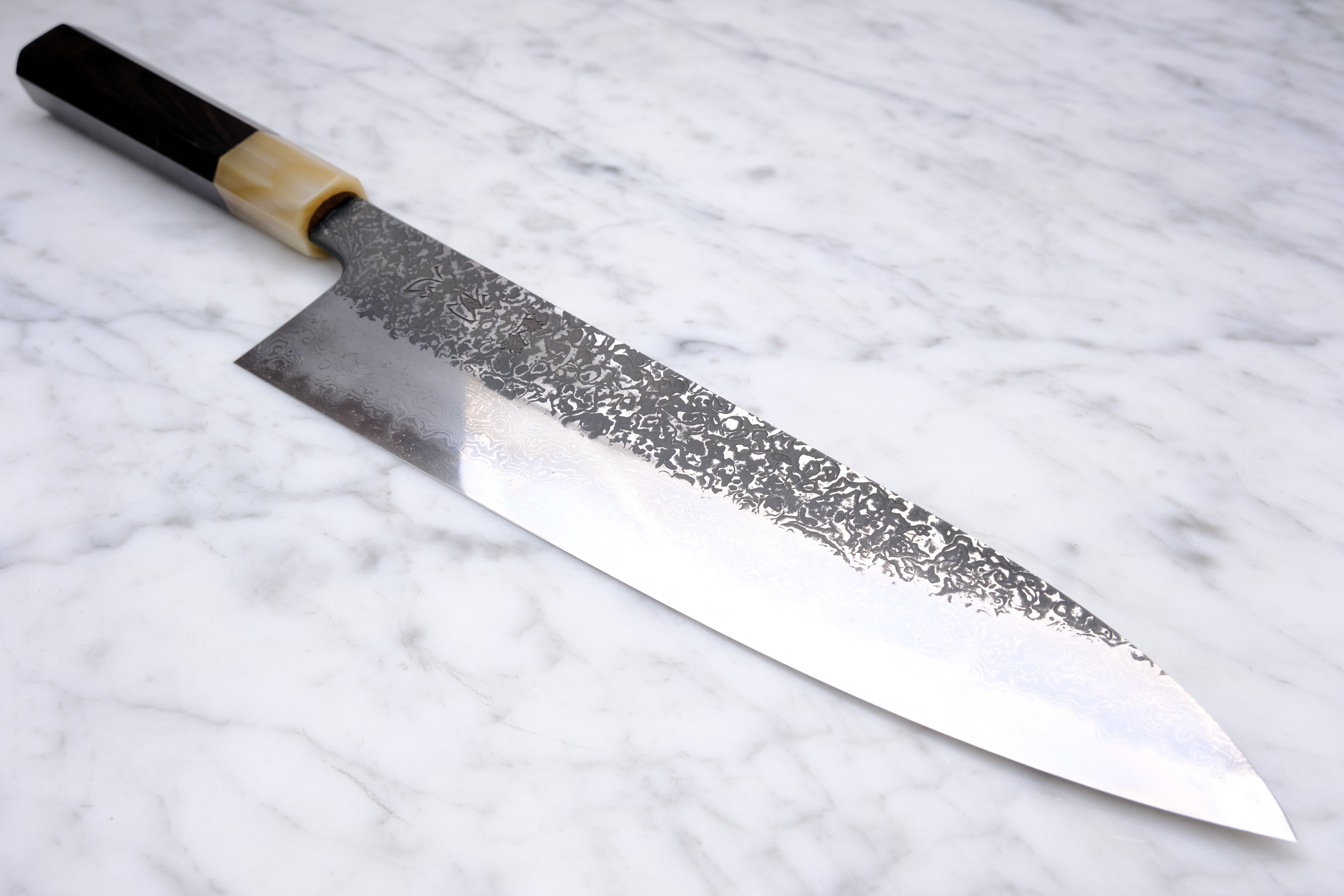 Masuda Yoshihide Damascus Kurozome 210mm Gyuto - Aogami 1 - Ibenholt