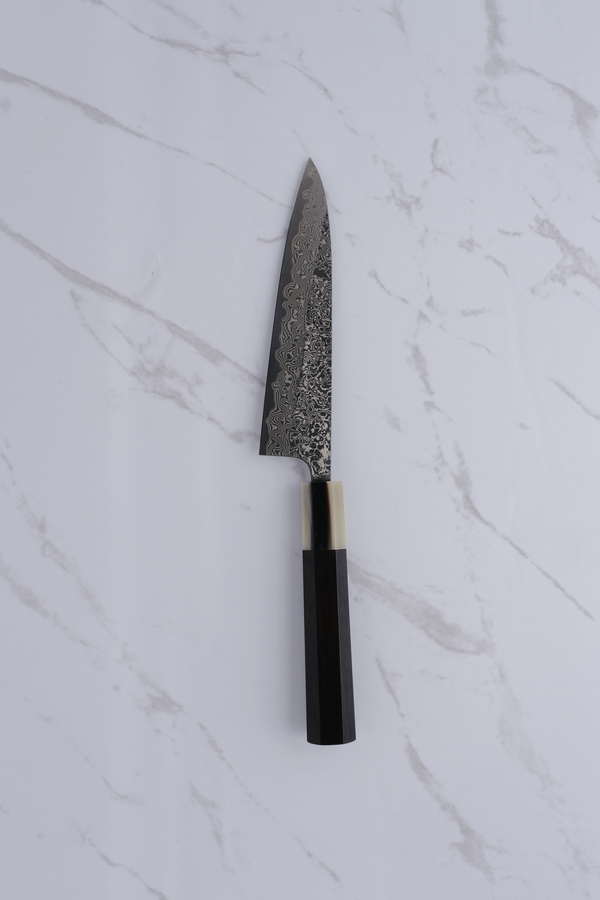 Konosuke Sanjo Black Damascus Petty 135 mm SLD - Ebony