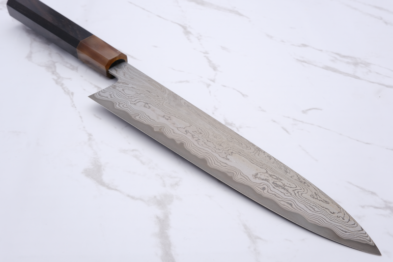 Nakagawa Satoshi X Myojin 210mm Chef's Knife Blue #1 (Etched) - Ebony