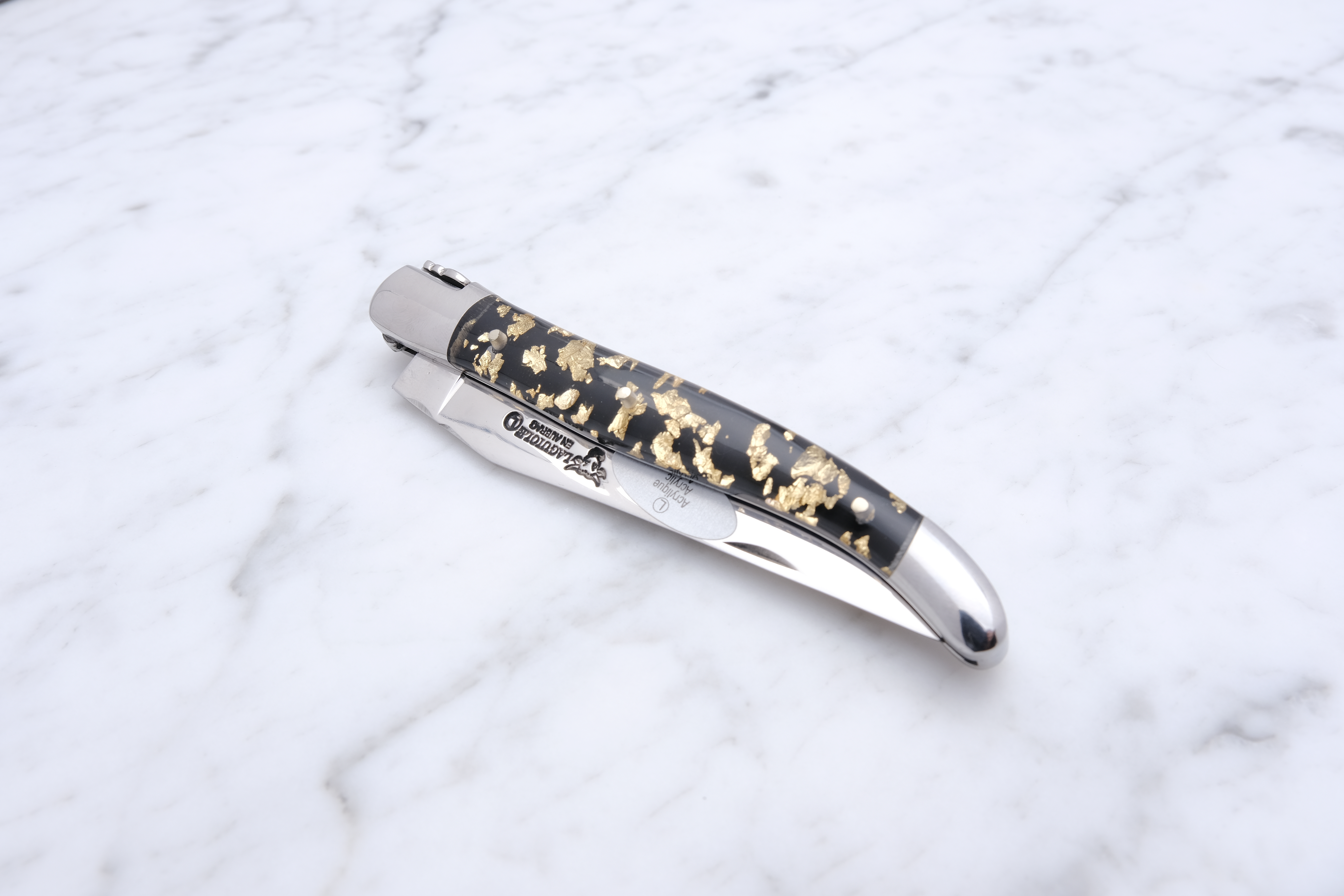 Laguiole Paillete folding knife 12cm - gold