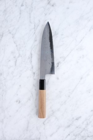 Hatsukokoro Komorebi Damaskus Aogami #1 2nd sortering - 180 mm Santoku