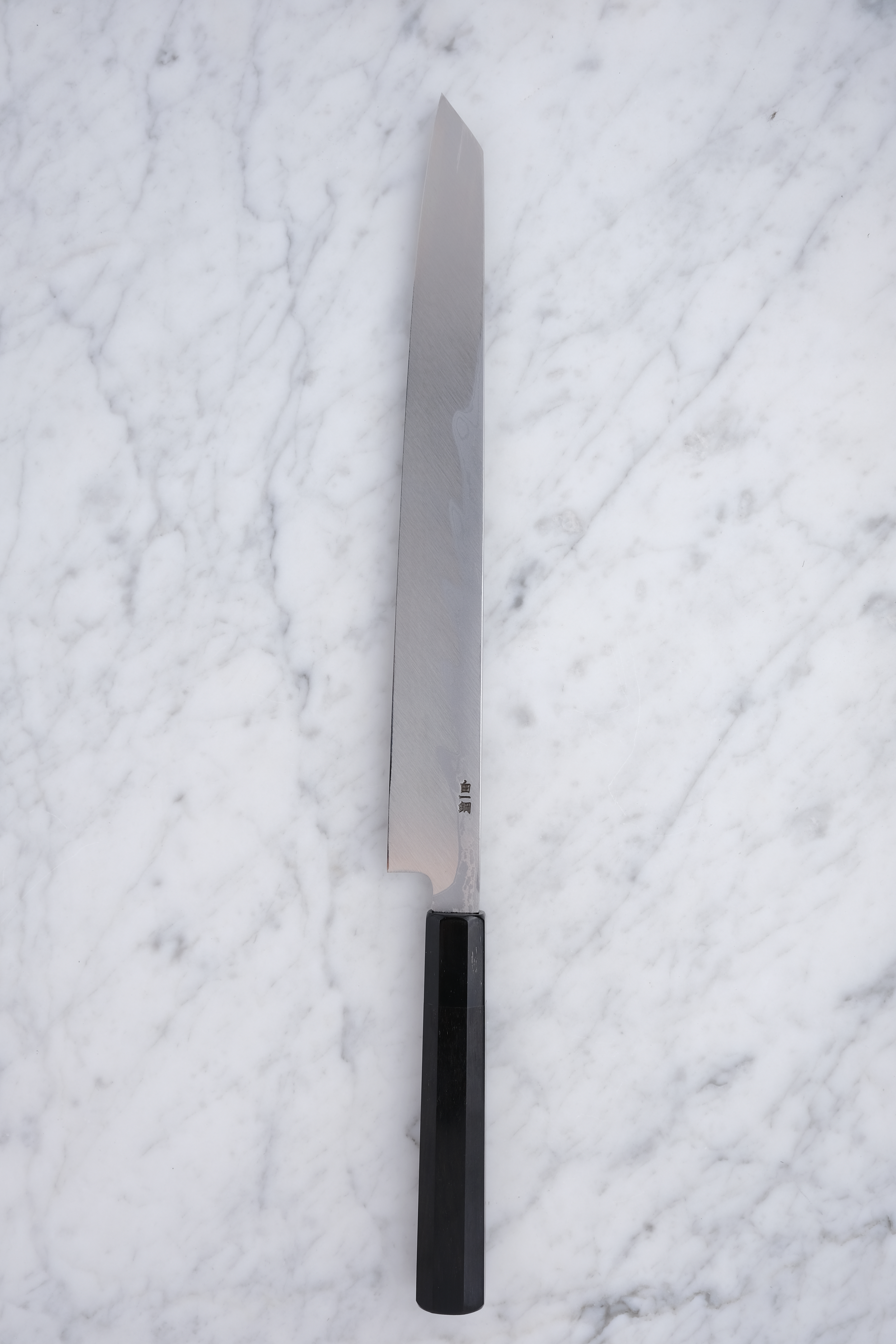 Sakai Kikumori 300mm. Kiritsuke Yanagiba Damast – Weiß #1 – Ebenholz