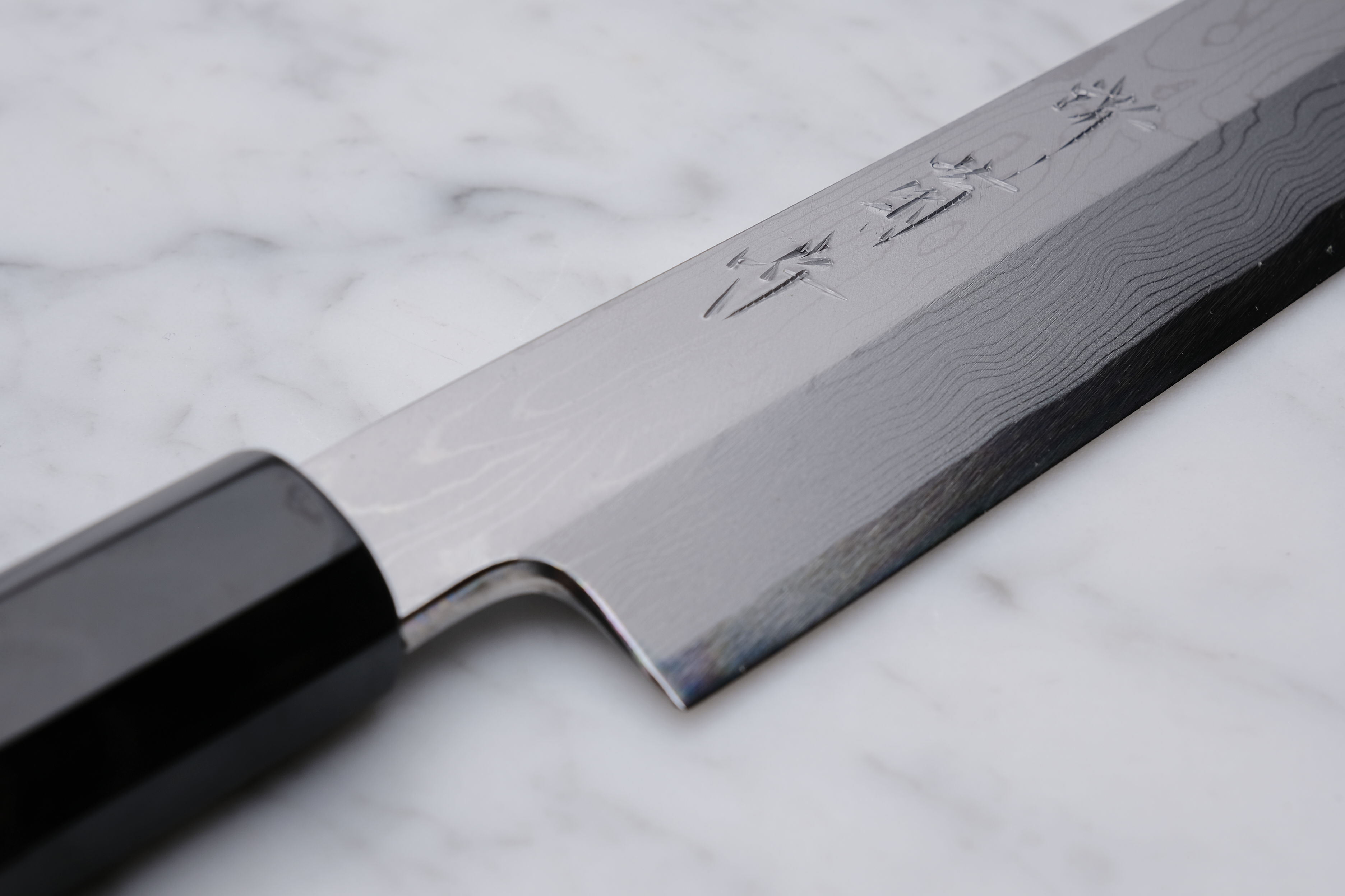 Sakai Kikumori 270mm. Kiritsuke Yanagiba Damast – Weiß #1 – Ebenholz