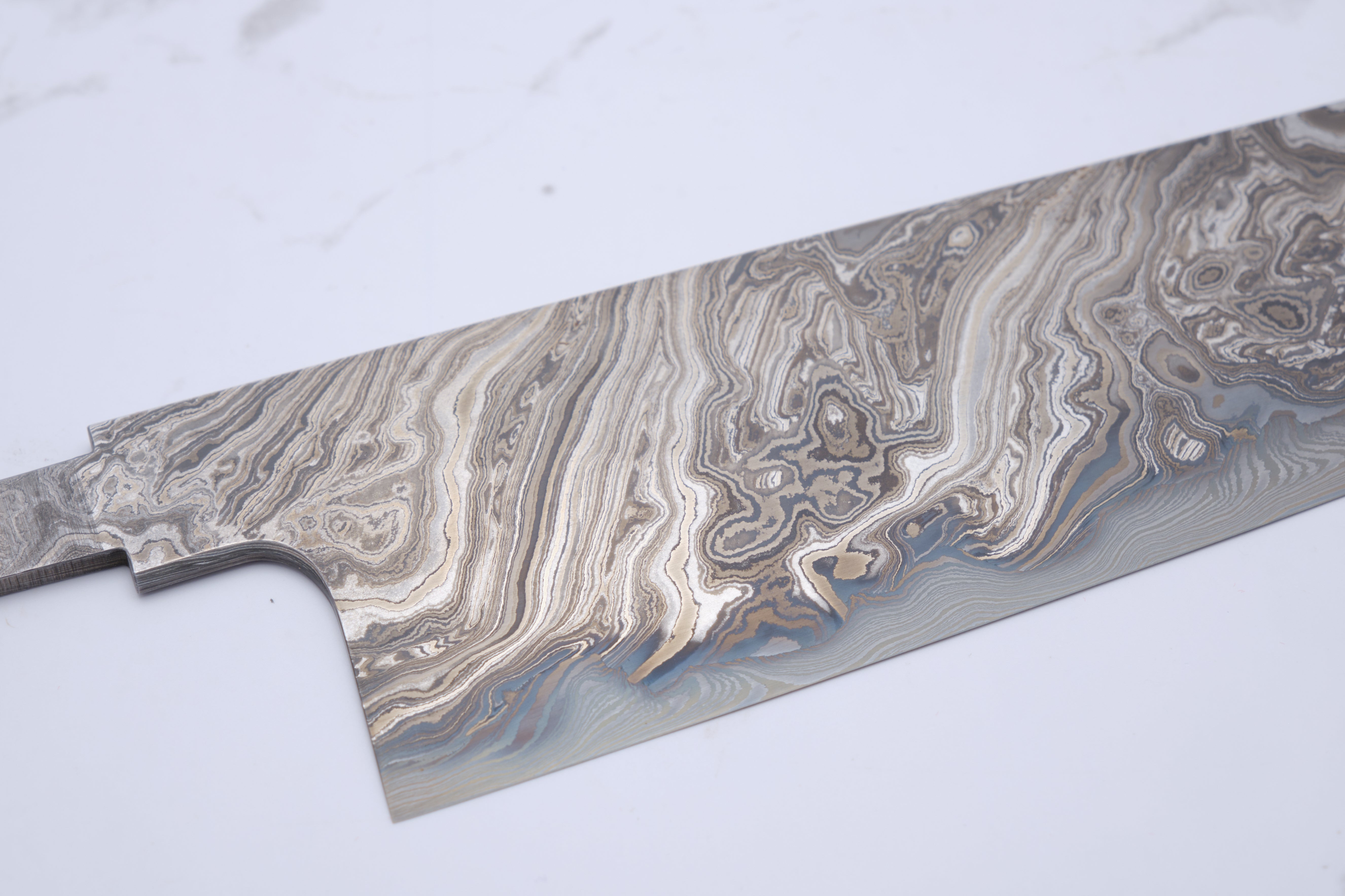 Shoichi Hashimoto x Myojin 'Yuuzan' Twist Damascus Blue #2 + White #2  240 mm Gyuto