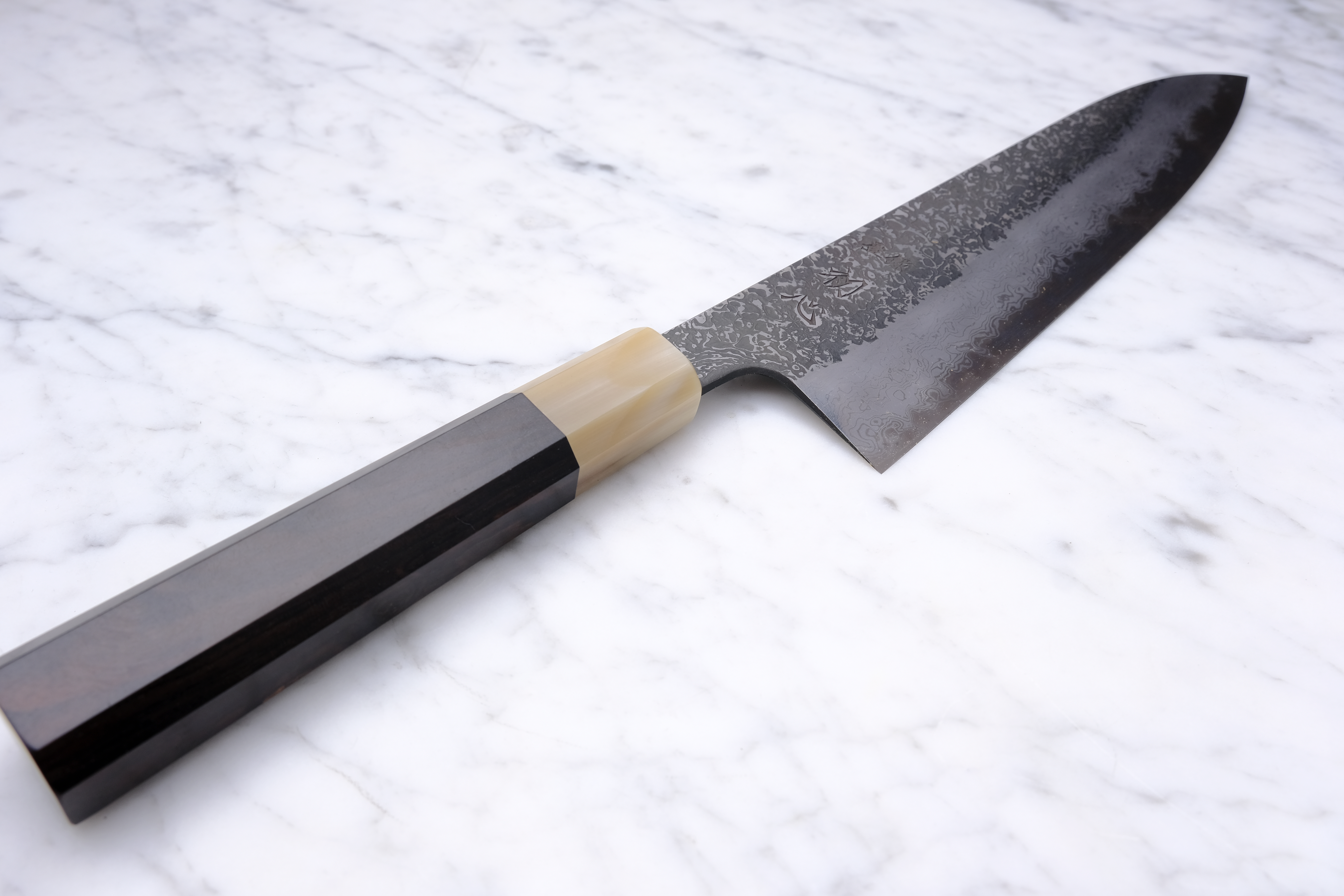 Masuda Yoshihide Damascus Kurozome 210mm Gyuto - Aogami 1 - Ibenholt