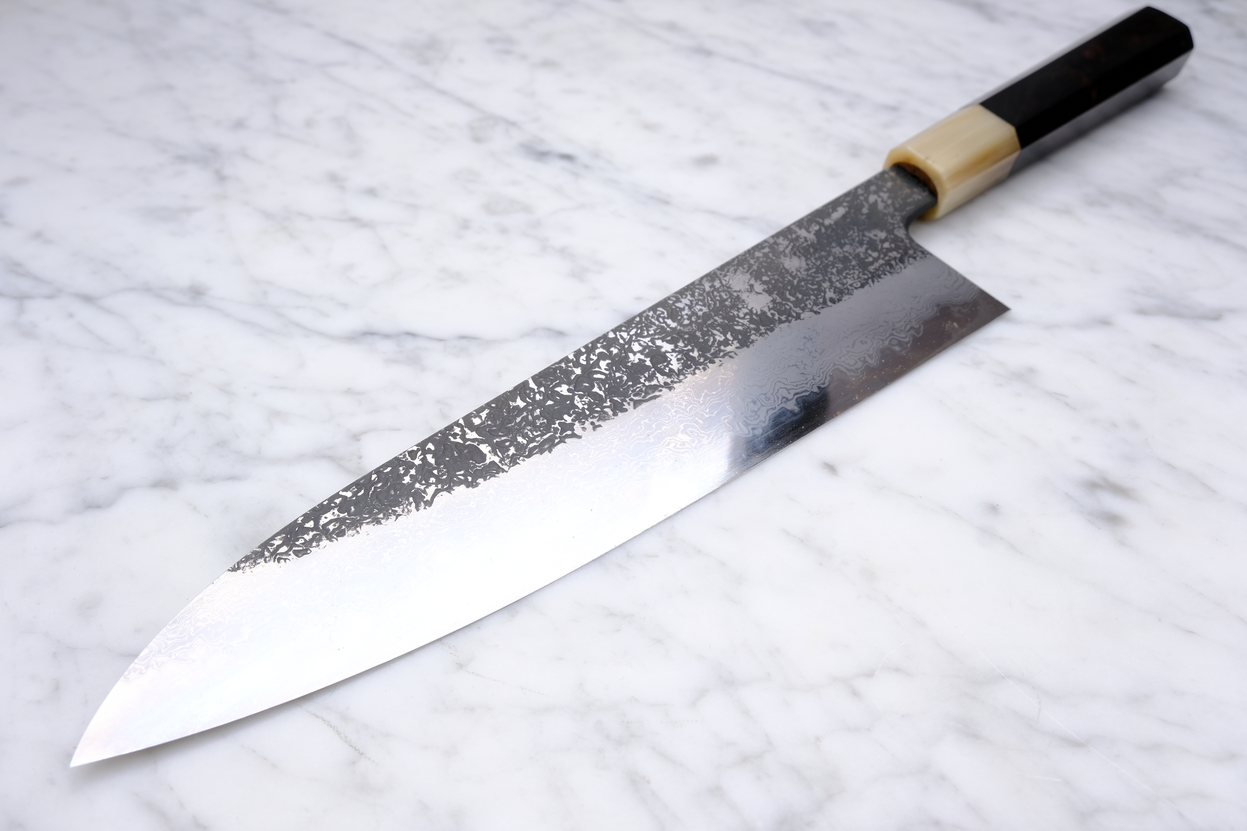 Masuda Yoshihide Damascus Kurozome 210mm Gyuto - Aogami 1 - Ibenholt