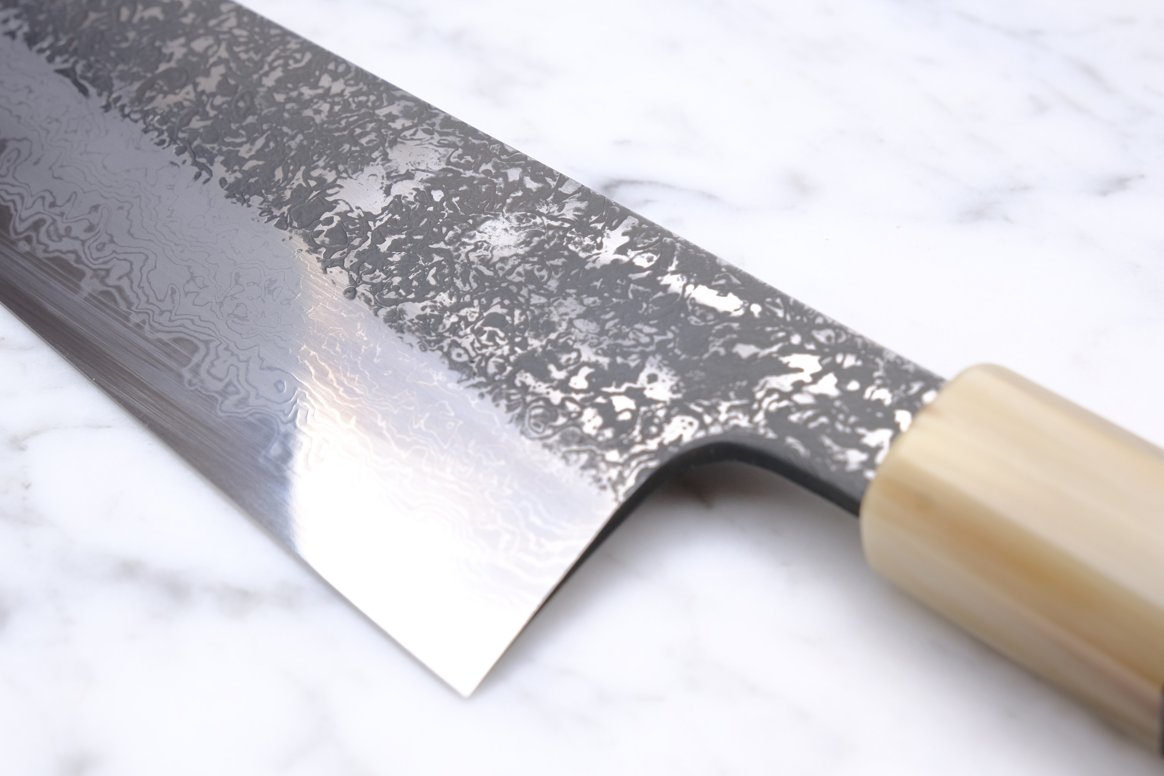 Masuda Yoshihide Damascus Kurozome 210mm Gyuto - Aogami 1 - Ibenholt