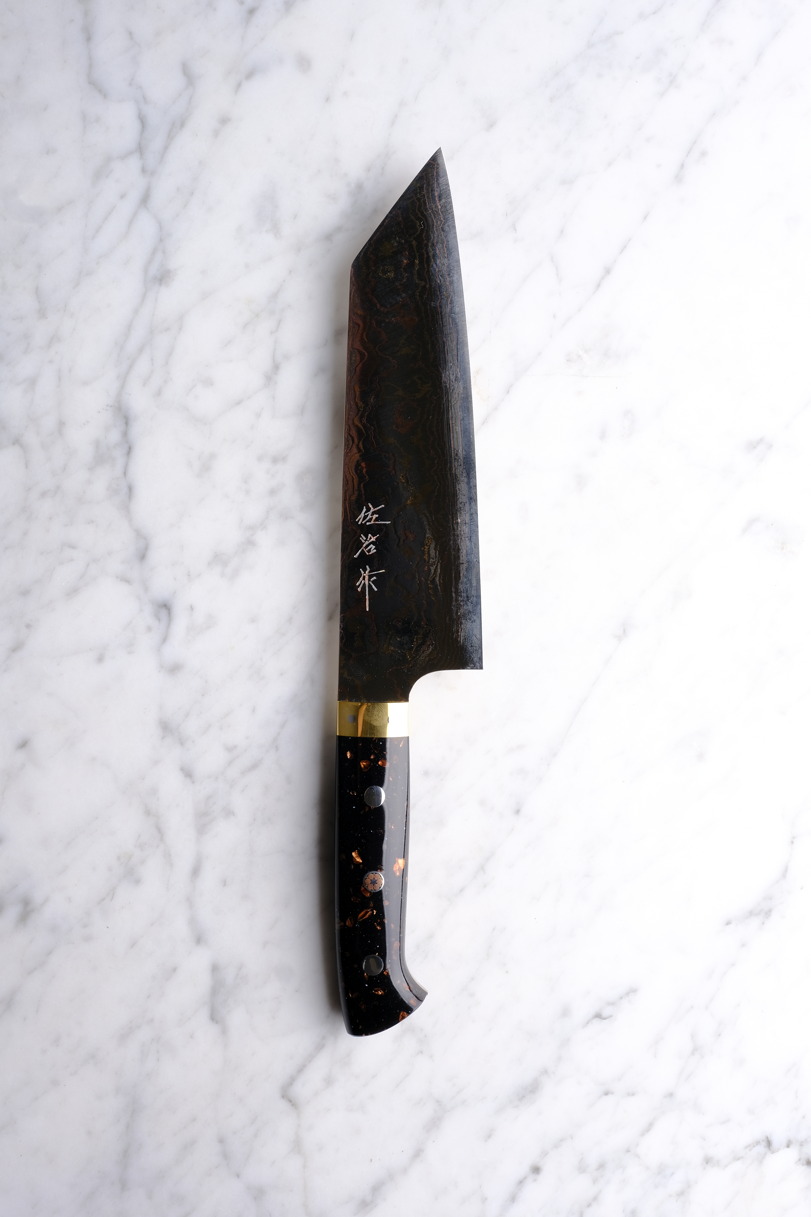 Takeshi Saji Aogami #2 Rainbow Damascus Western Akryl - 180 mm Bunka