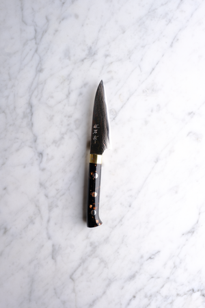 Takeshi Saji Aogami #2 Rainbow Damascus Western Akryl - 90 mm Urtekniv