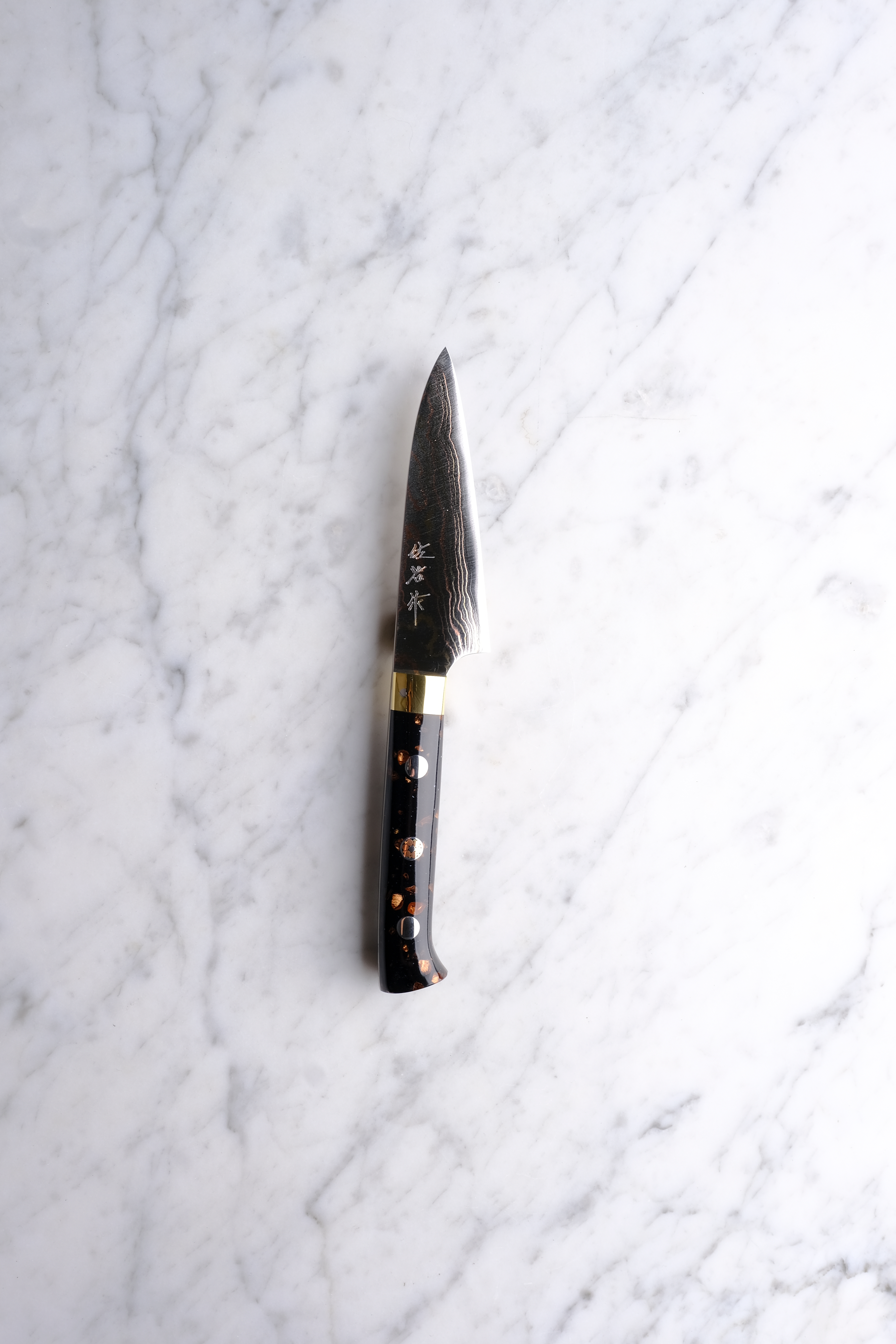 Takeshi Saji Aogami #2 Rainbow Damascus Western Akryl - 90 mm Paring Knife
