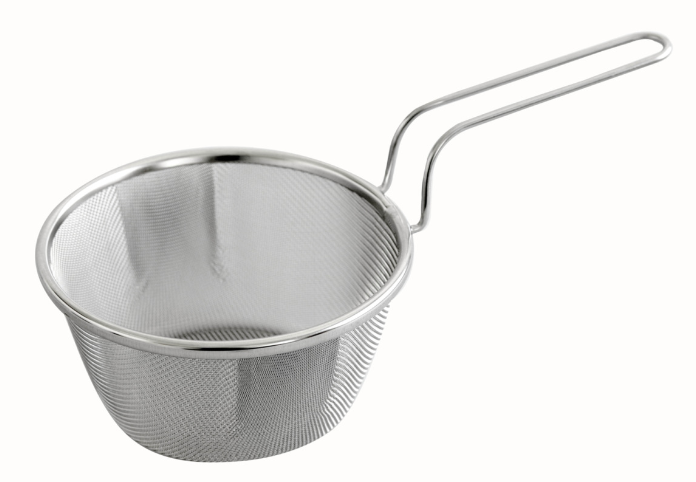 Sieve w/ handle in stainless curved steel Ø13cm.