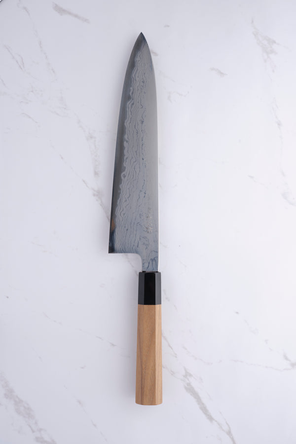 Hatsukokoro Komorebi 240 mm Kokkekniv Damaskus Blue-1